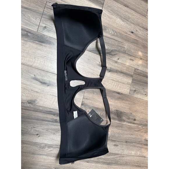 Under Armour High Crossback Support Zip Front Sports Bra 44DDD Black #2 Polyeste - Picture 3 of 8